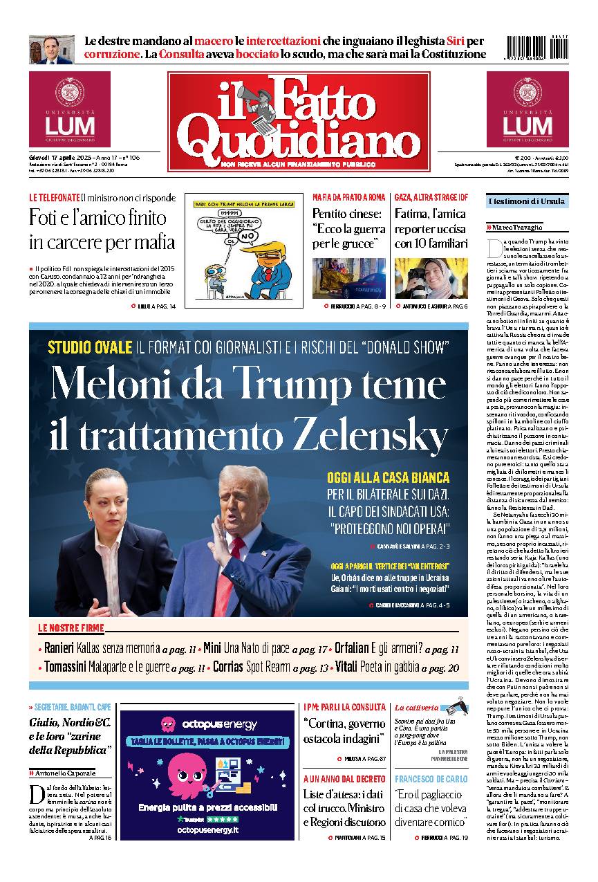 Prima pagina quotidiano