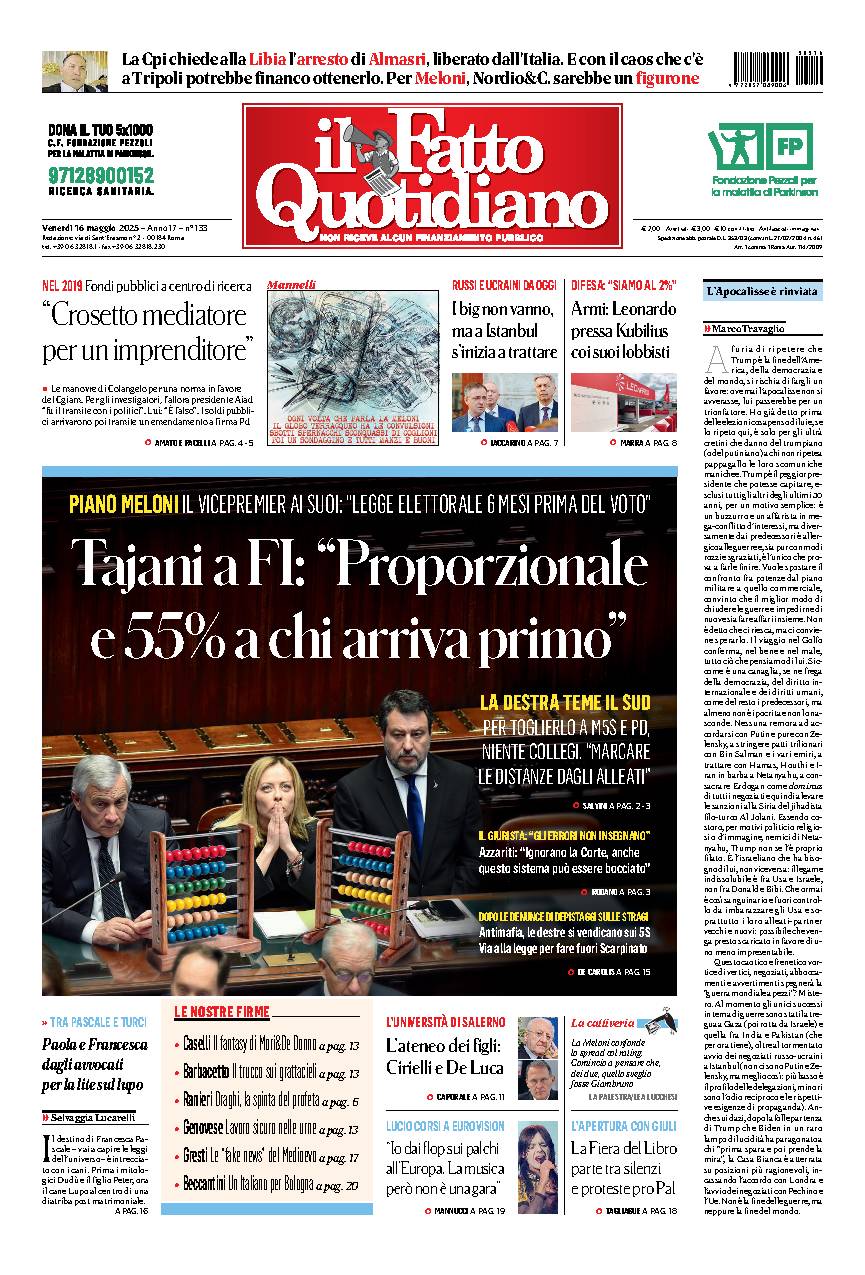 Prima pagina quotidiano