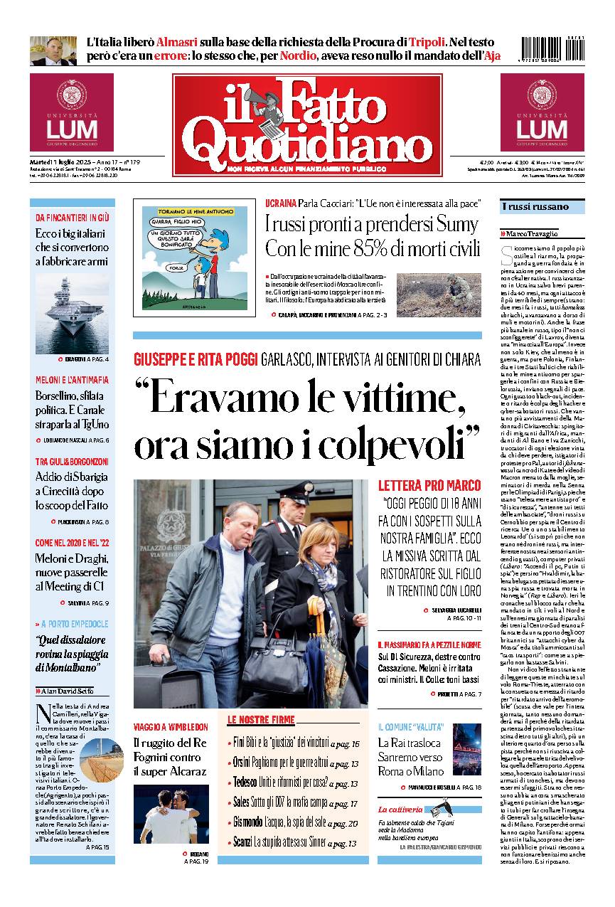 Prima pagina quotidiano