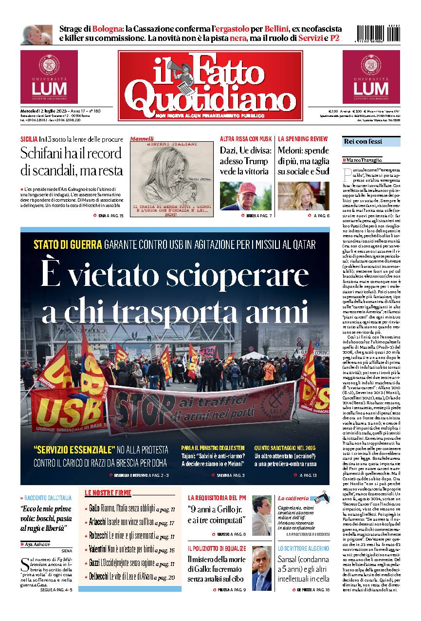 Prima pagina quotidiano