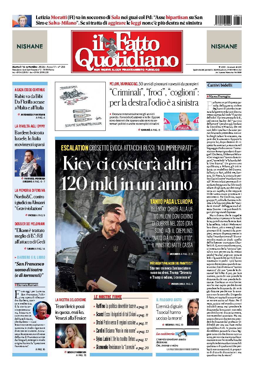 Prima pagina quotidiano