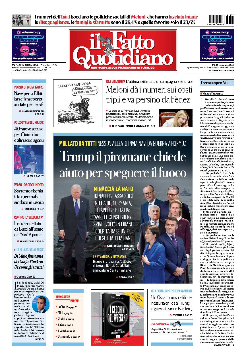 Prima pagina quotidiano