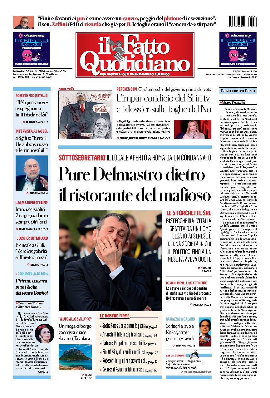 Prima pagina quotidiano