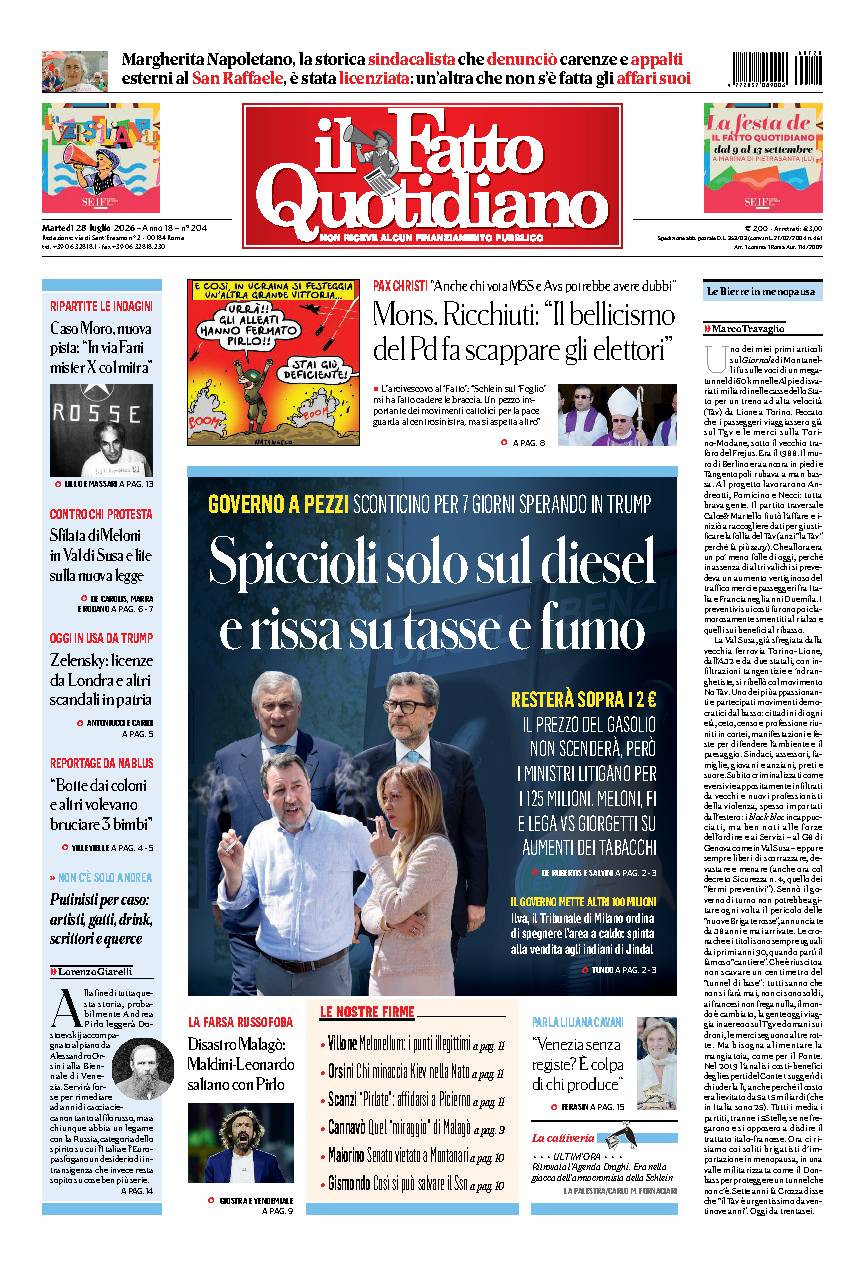 Prima pagina quotidiano