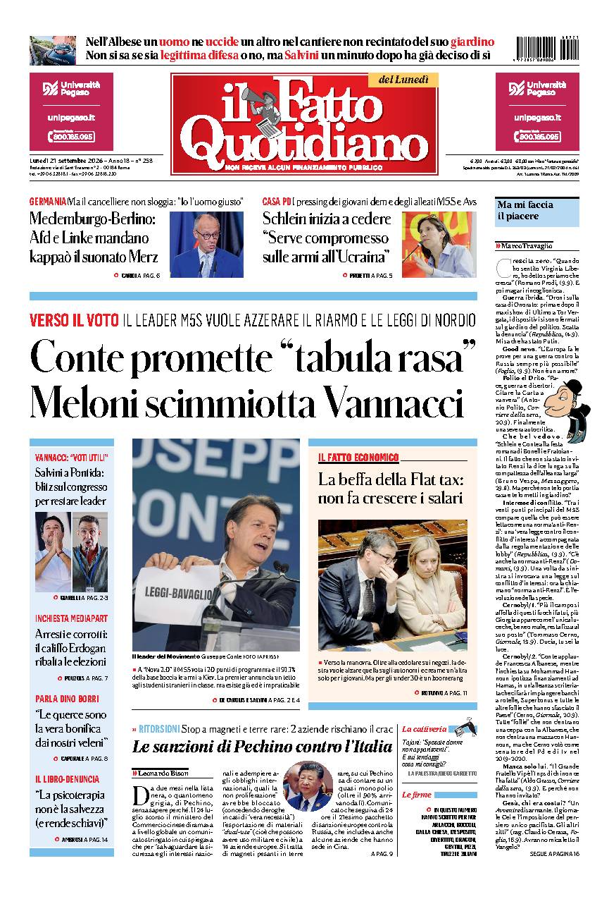 Prima pagina quotidiano